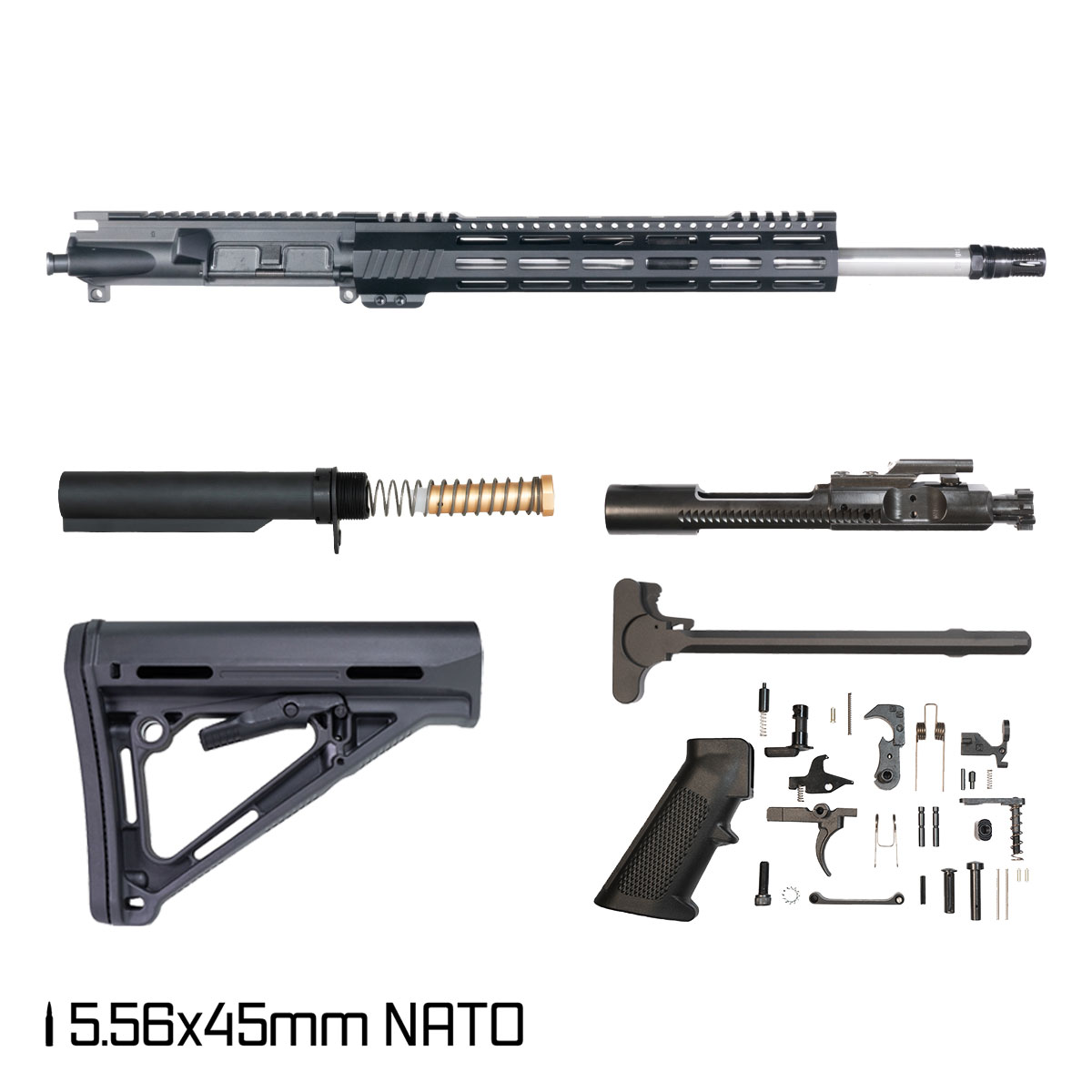 Davidson Defense Aegis Lightweight 16-inch Carbine-Gas 1:8 5.56 NATO AR-15 Freefloat M-Lok Handguard Rifle Full Build Kit, Plan B A7 Flash Hider