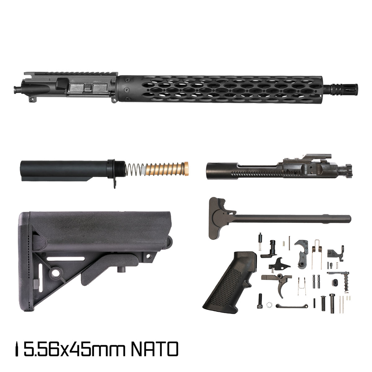 Davidson Defense Ovals 16-inch Carbine-Gas 1:7 5.56 NATO AR-15 Custom Handguard Rifle Full Build Kit