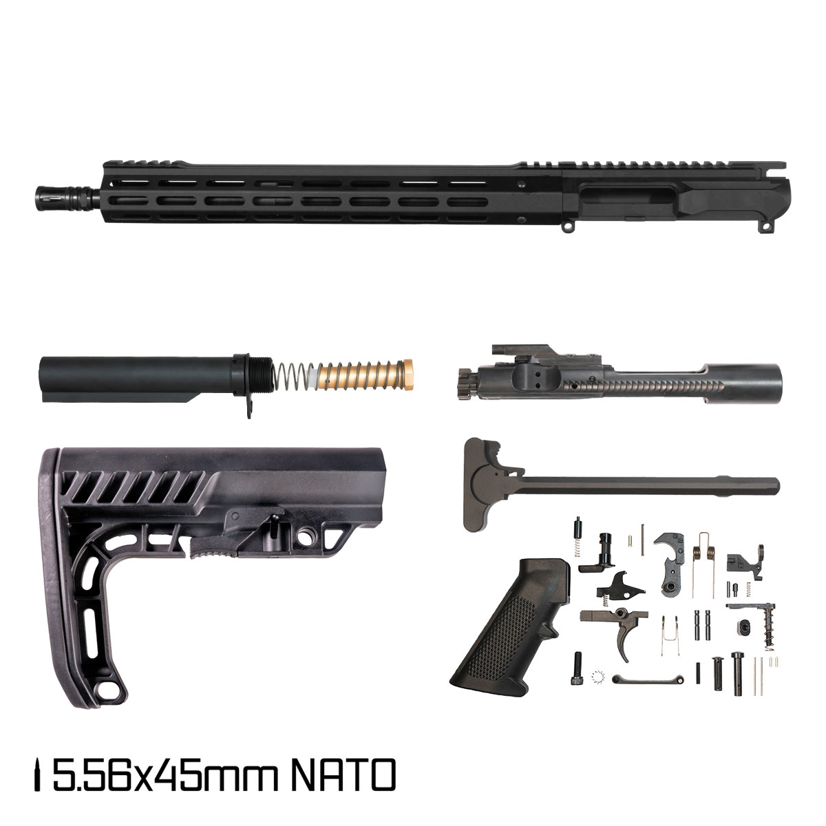 Davidson Defense Left-Handed Ronin Competition 16.5-inch Mid-Length-Gas 1:7 5.56 NATO AR-15 Freefloat M-Lok Handguard Rifle Full Build Kit