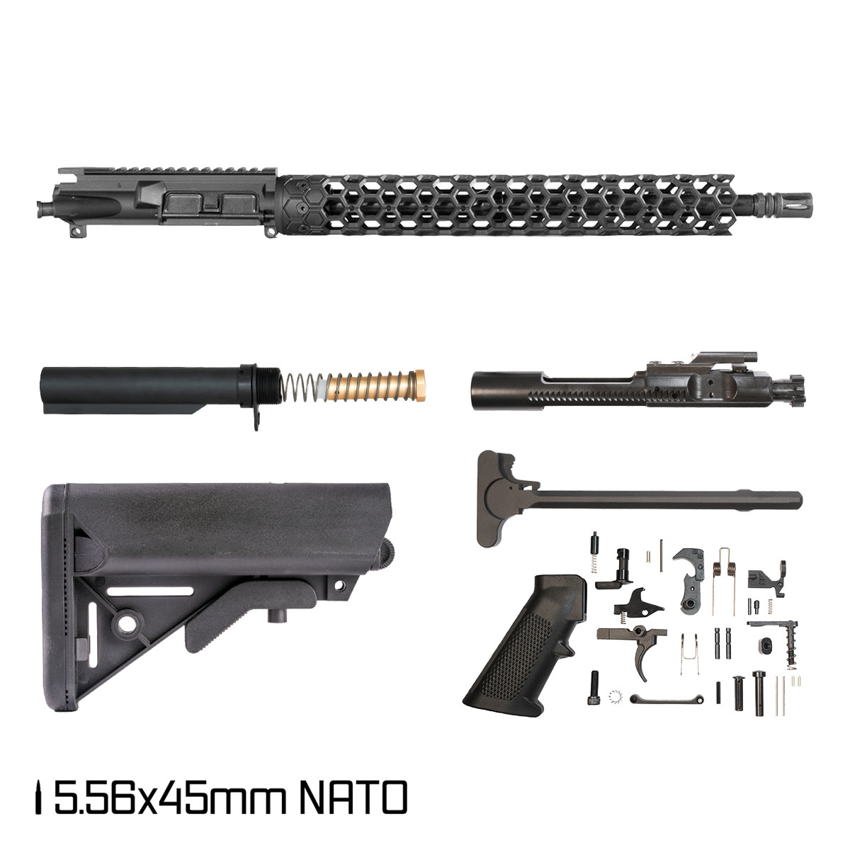 Davidson Defense Hex Phantom 16-inch Carbine-Gas 1:7 5.56 NATO AR-15 Freefloat Handguard Rifle Full Build Kit
