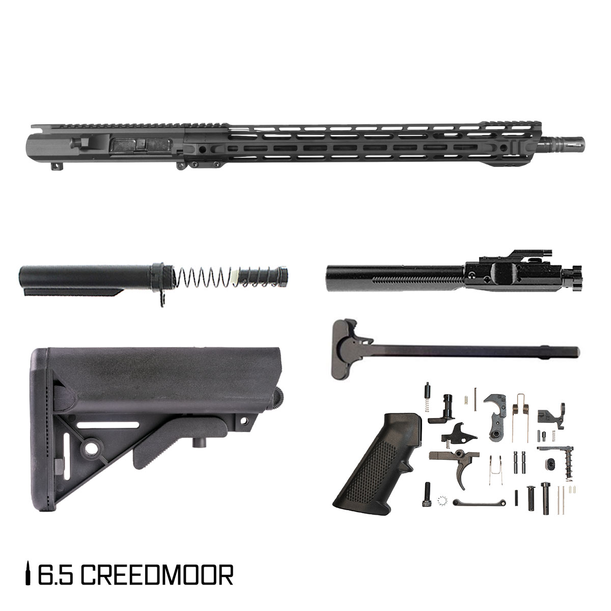 Davidson Defense Extended Reach 20-inch Rifle-Gas 1:8 6.5 Creedmoor AR-10 Freefloat M-Lok Handguard Rifle Full Build Kit