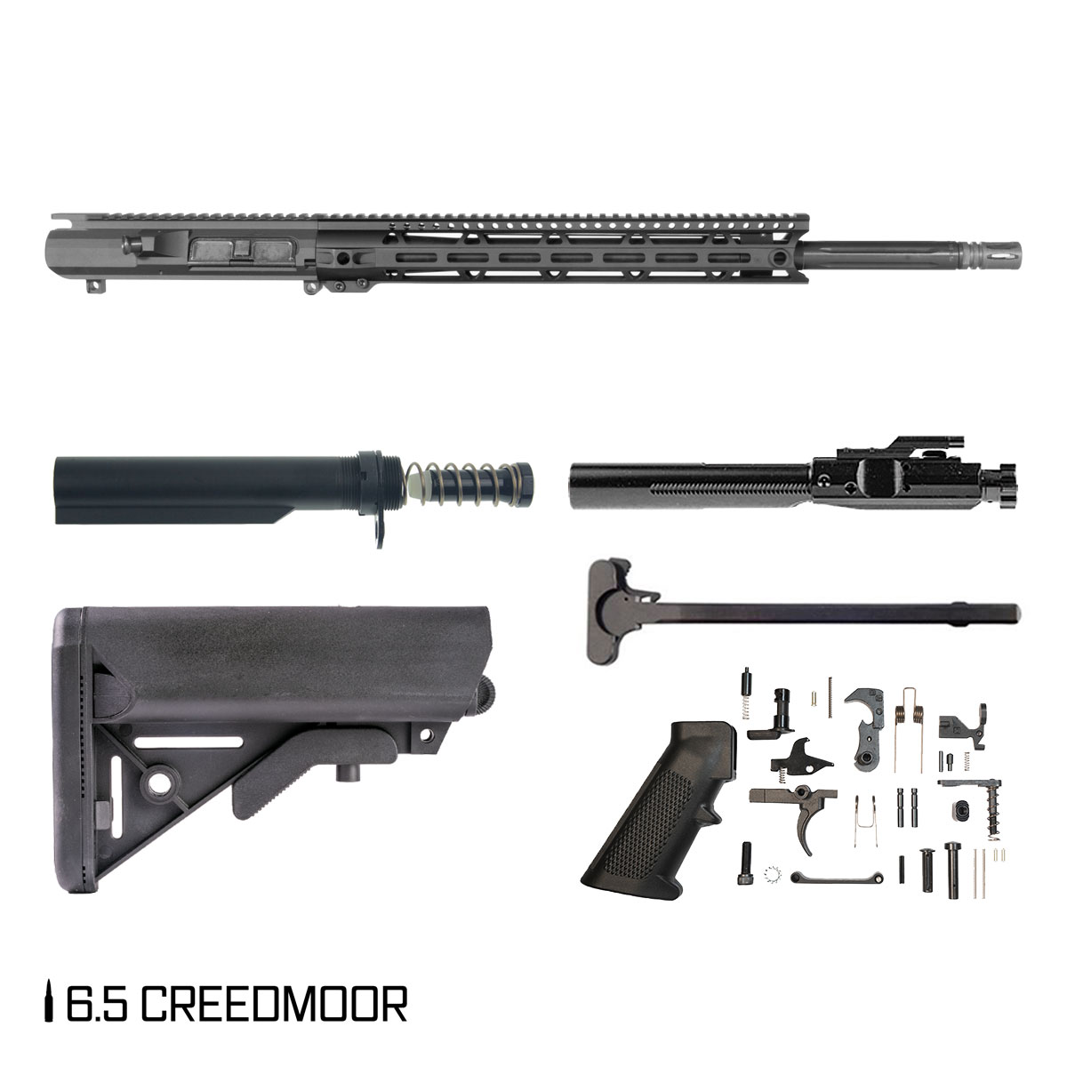 Davidson Defense Dreadnought 20-inch Rifle-Gas 1:8 6.5 Creedmoor AR-10 Freefloat M-Lok Handguard Rifle Full Build Kit