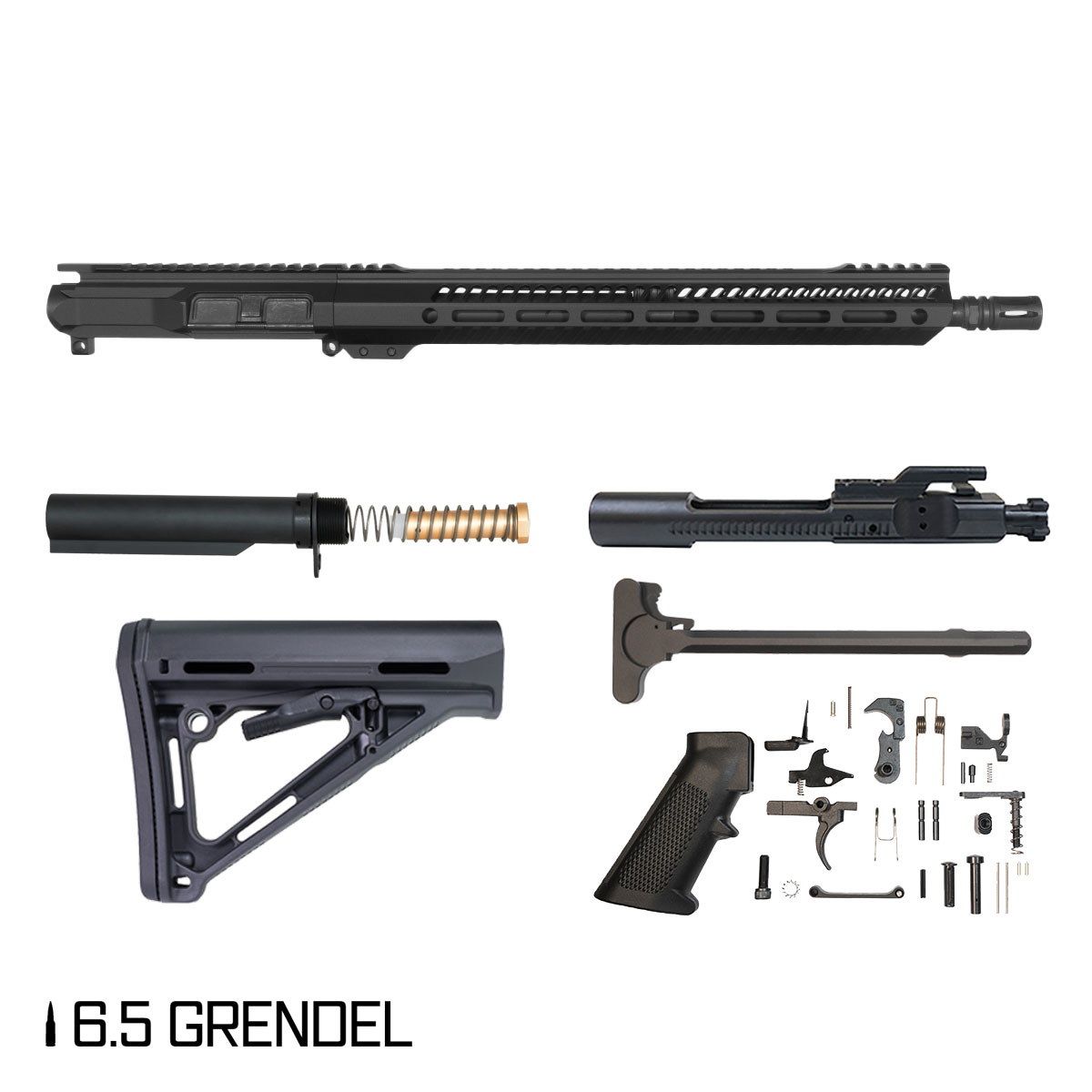 Davidson Defense Ronin Competition 16-inch Carbine-Gas 1:8 6.5 Grendel AR-15 Freefloat M-Lok Handguard with Integrated QD Points Rifle Full Build Kit