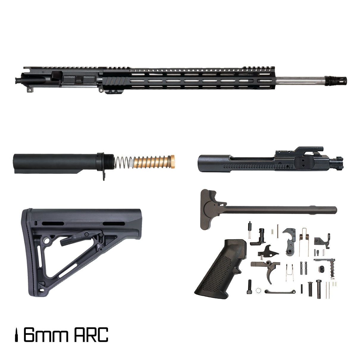 Davidson Defense Aegis Lightweight 20-inch Rifle-Gas 1:8 6MM ARC AR-15 Freefloat M-Lok Handguard Rifle Full Build Kit, Plan B A7 Flash Hider