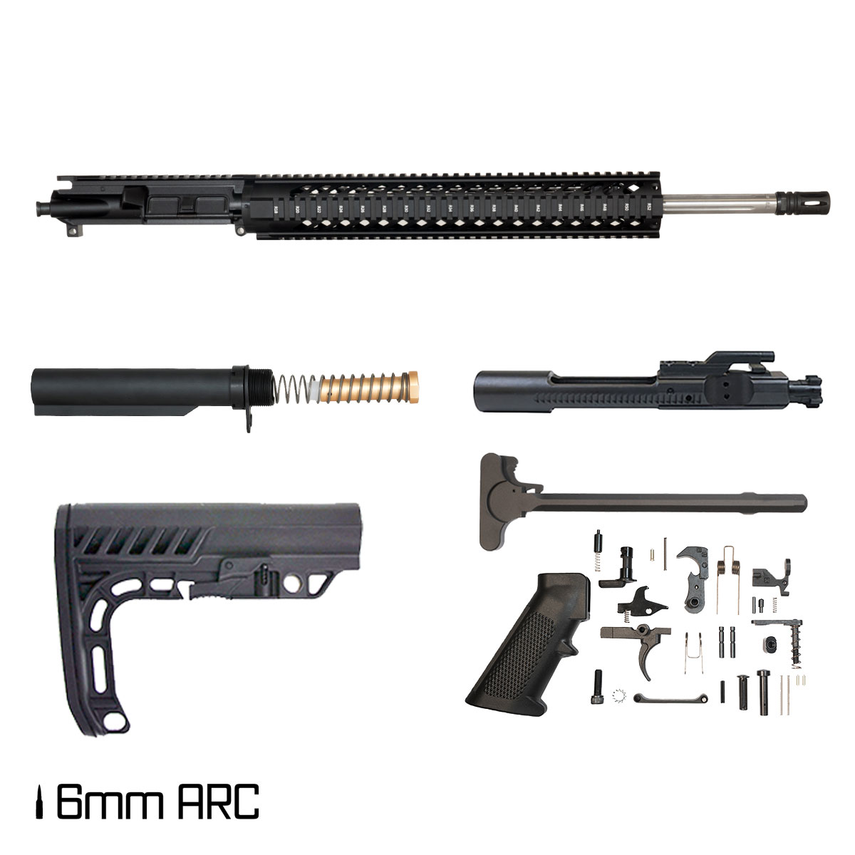 Davidson Defense Static Burn 20-inch Rifle-Gas 1:8 6MM ARC AR-15 Freefloat Quad-Rail Handguard Rifle Full Build Kit