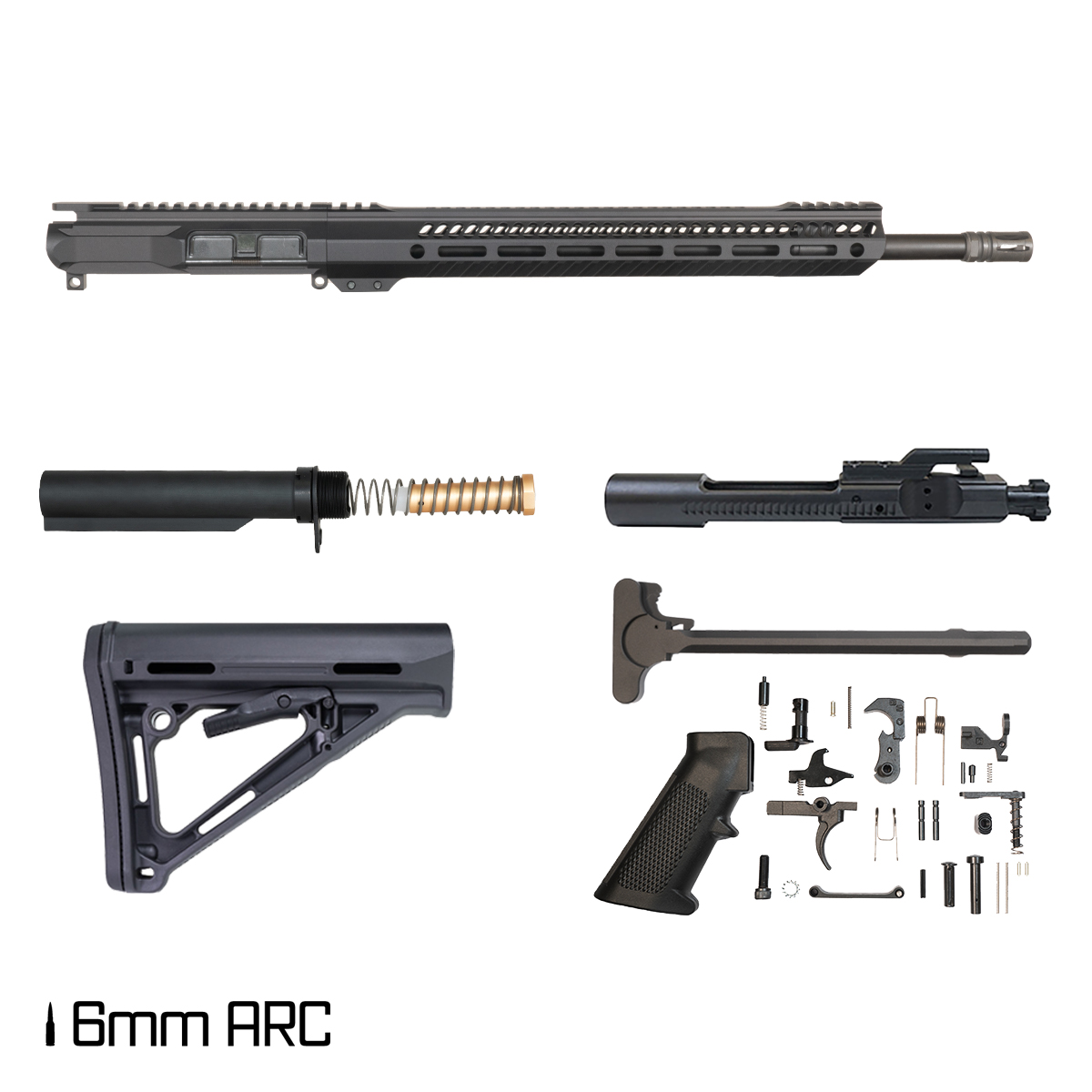 Davidson Defense Ronin Competition 18-inch Rifle-Gas 1:7.5 6MM ARC AR-15 Freefloat M-Lok Handguard Rifle Full Build Kit