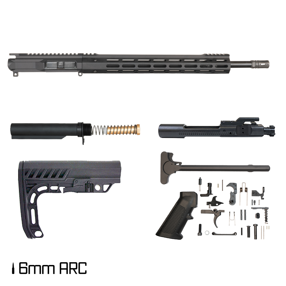Davidson Defense Ronin Competition 18-inch Rifle-Gas 1:7.5 AR-15 6MM ARC Freefloat M-Lok Handguard Rifle Full Build Kit
