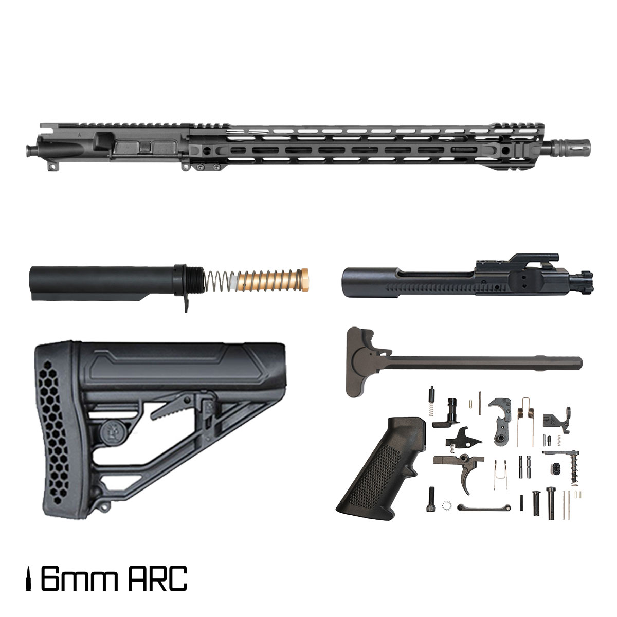 Davidson Defense Atriox 18-inch Rifle-Gas 1:7.5 6MM ARC AR-15 Freefloat M-Lok Handguard Rifle Full Build Kit