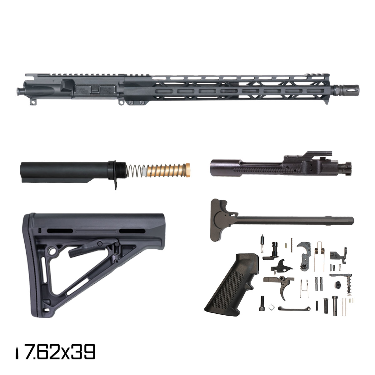 Davidson Defense Protectorate 16-inch Carbine-Gas 1:10 7.62x39 AR-15 Freefloat M-Lok Handguard Rifle Full Build Kit