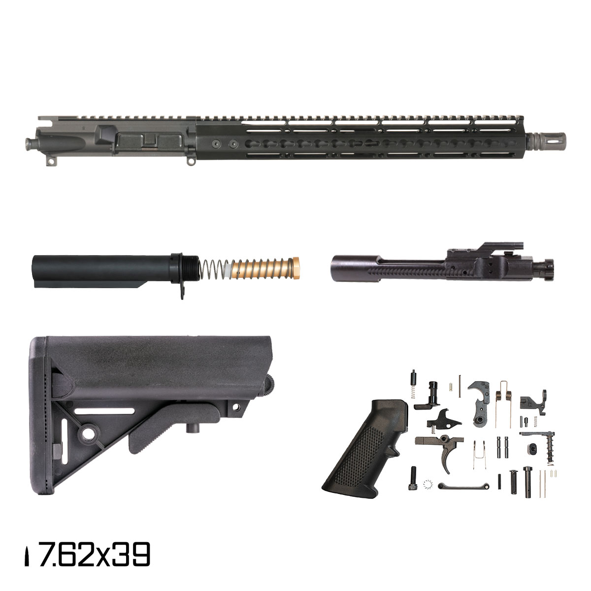 Davidson Defense Warden Duty 16-inch Carbine-Gas 1:10 7.62x39 AR-15 Freefloat Keymod Handguard Rifle Full Build Kit