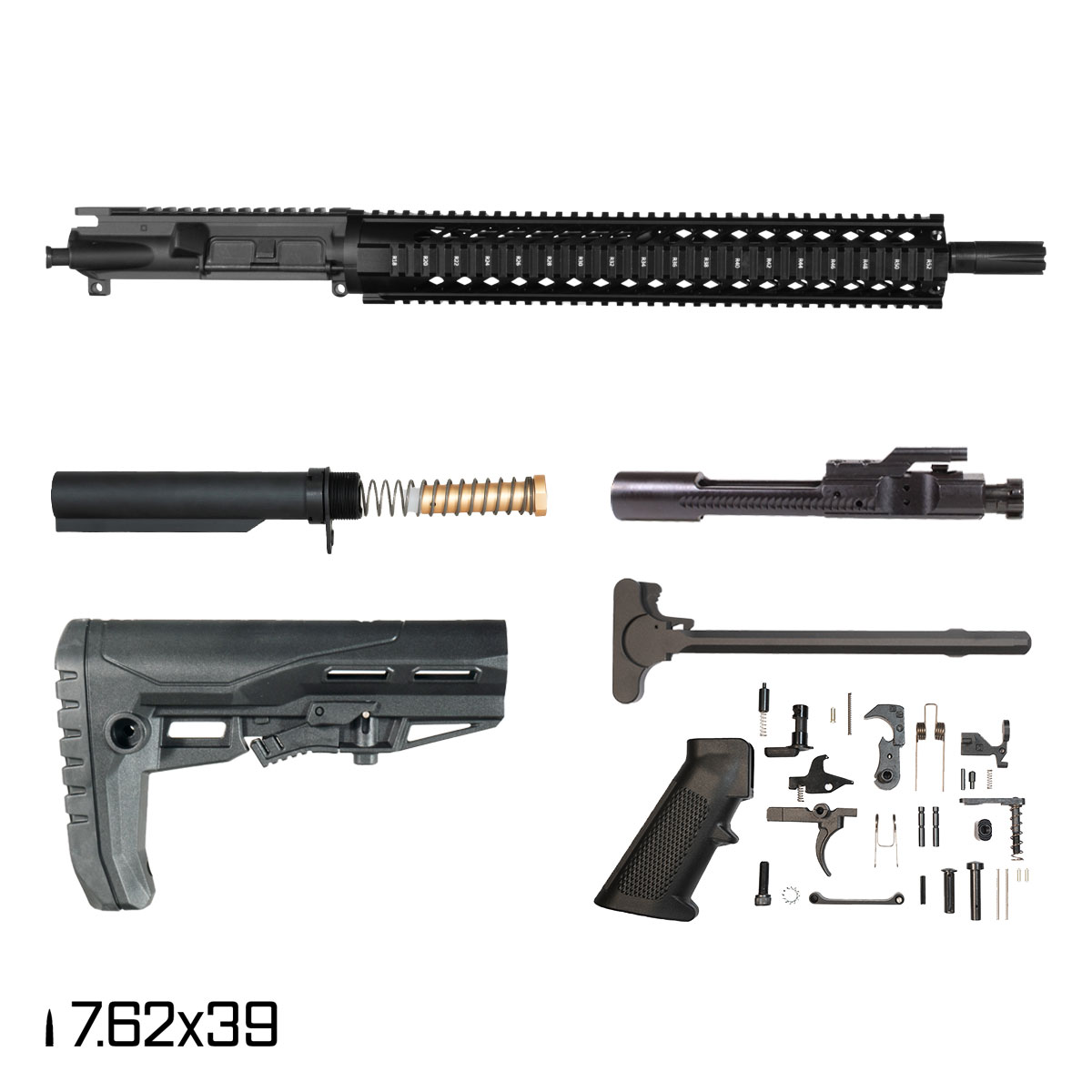 Davidson Defense Railway 16-inch Carbine-Gas 1:10 7.62x39mm AR-15 Quad-Rail Rifle Full Build Kit