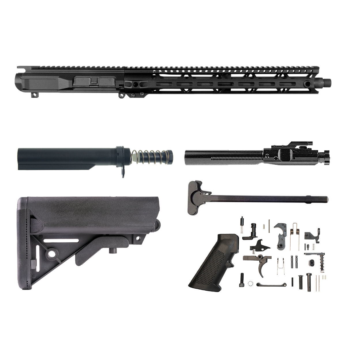 Davidson Defense Suppressor Ready Fulcrum 16-inch Carbine-Gas 1:3 8.6 BLK AR-10 Freefloat M-Lok Handguard Rifle Full Build Kit