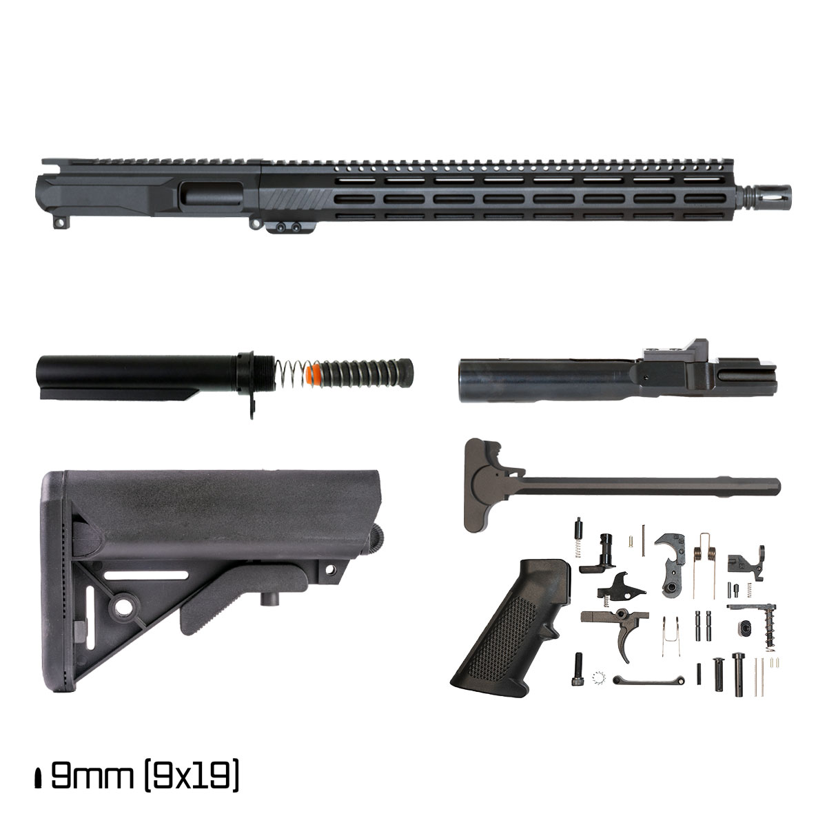  Davidson Defense 'M.A.V. 15 in 9MM' 16-inch AR-15 9mm Nitride Rifle Full Build Kit