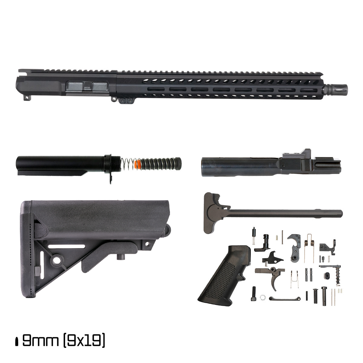 Davidson Defense Cutlass 16-inch 1:10 9MM AR-15 Freefloat M-Lok Handguard Rifle Full Build Kit