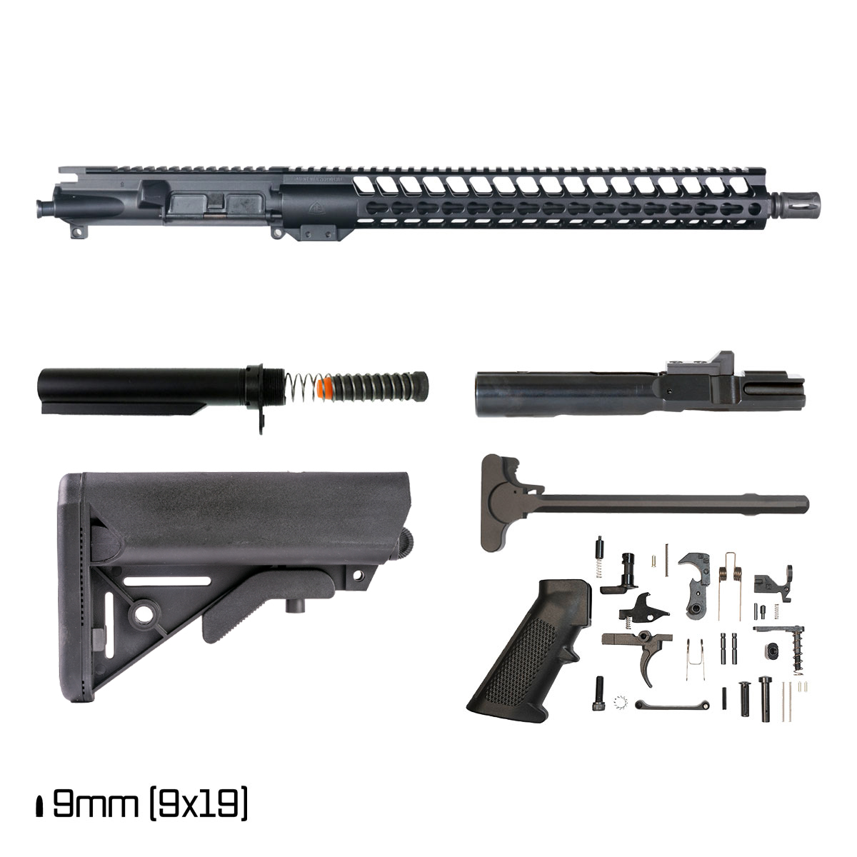 Davidson Defense Warden 16-inch 1:10 9MM AR-15 Freefloat Keymod Handguard Rifle Full Build Kit