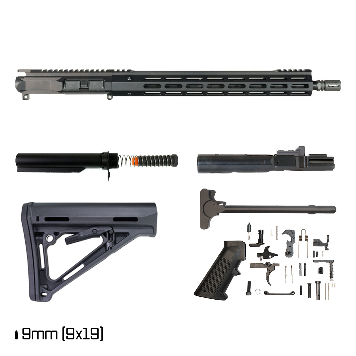 Davidson Defense Ronin Competition 16-inch 1:10 9MM AR-9 Freefloat M-Lok Handguard Rifle Full Build Kit