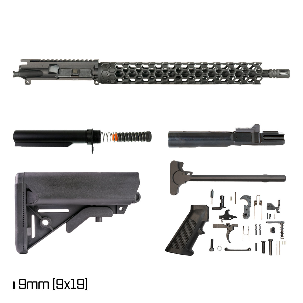Davidson Defense Hex Specter 16-inch 1:10 9MM AR-9 Freefloat Ultra-Light Hex Handguard Rifle Full Build Kit