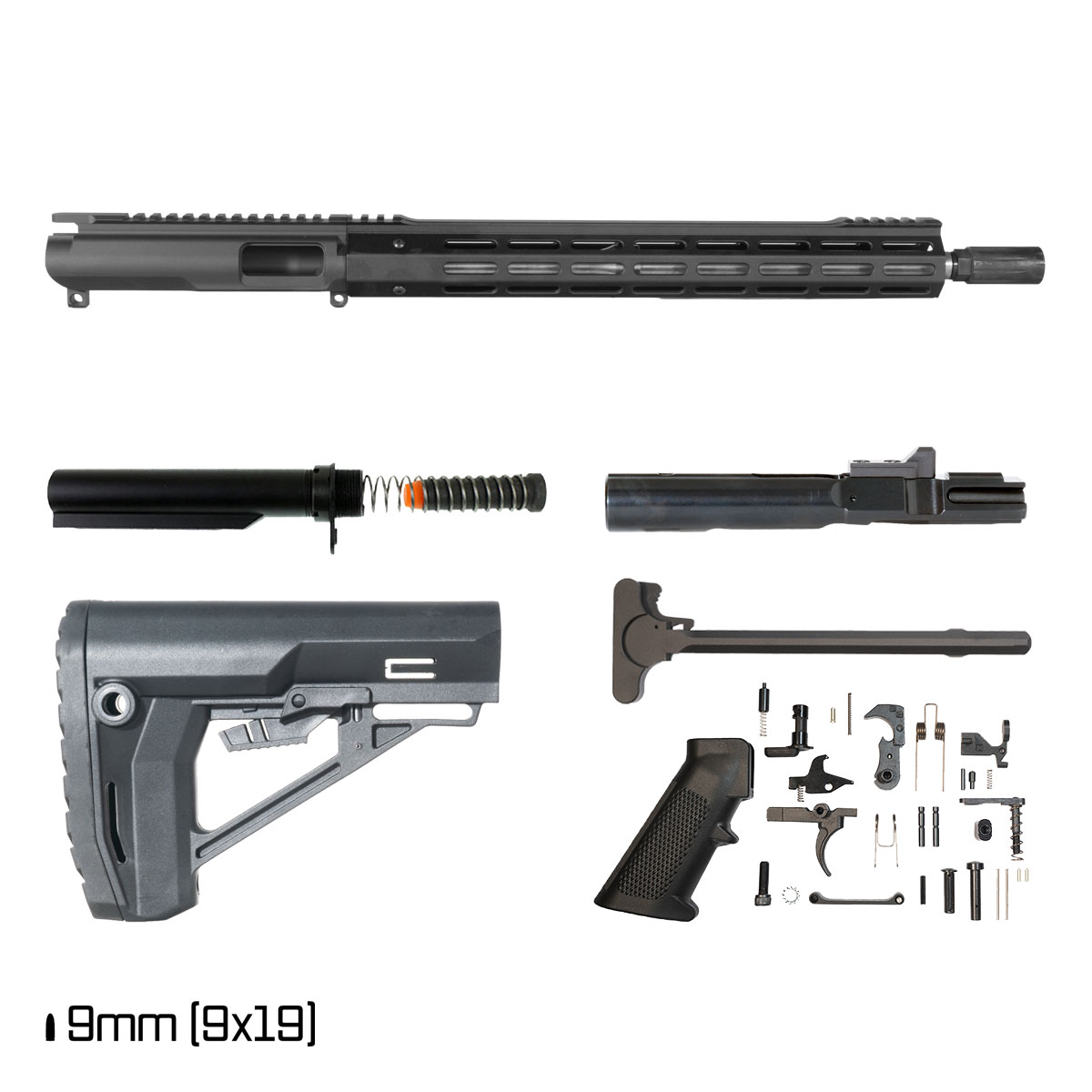Davidson Defense Pappenheimer 16-inch 1:10 9mm (9x19) AR-9 Freefloat M-Lok Handguard Rifle Full Build Kit