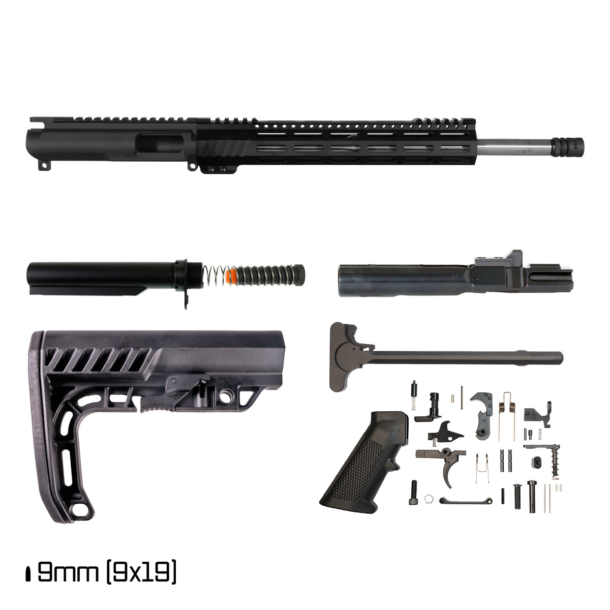 Davidson Defense Shakedown 16-inch 1:10 9mm AR-9 Freefloat M-Lok Handguard Rifle Full Build Kit