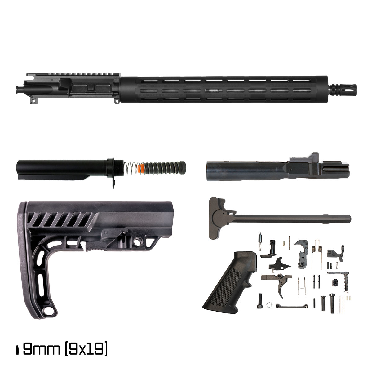 Davidson Defense Gyas 16-inch 1:10 9mm AR-9 Freefloat Tubular M-Lok Handguard Rifle Full Build Kit