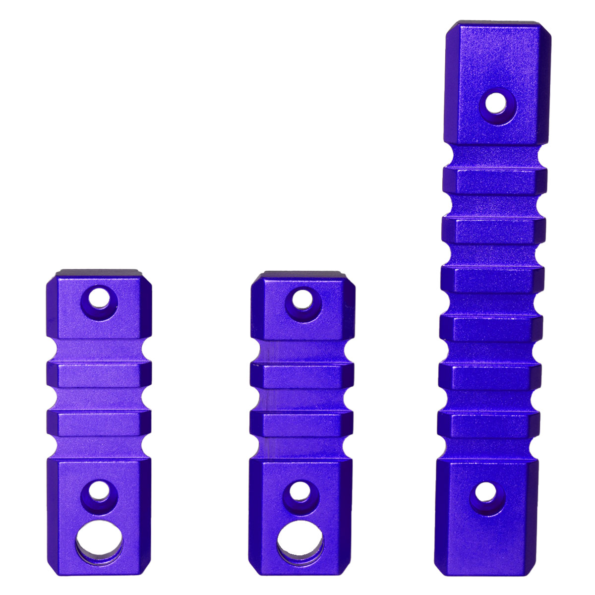 M-LOK Rail Sections 3-Pack, 2 Short & 1 Long, Aluminum Construction, Purple Anodized