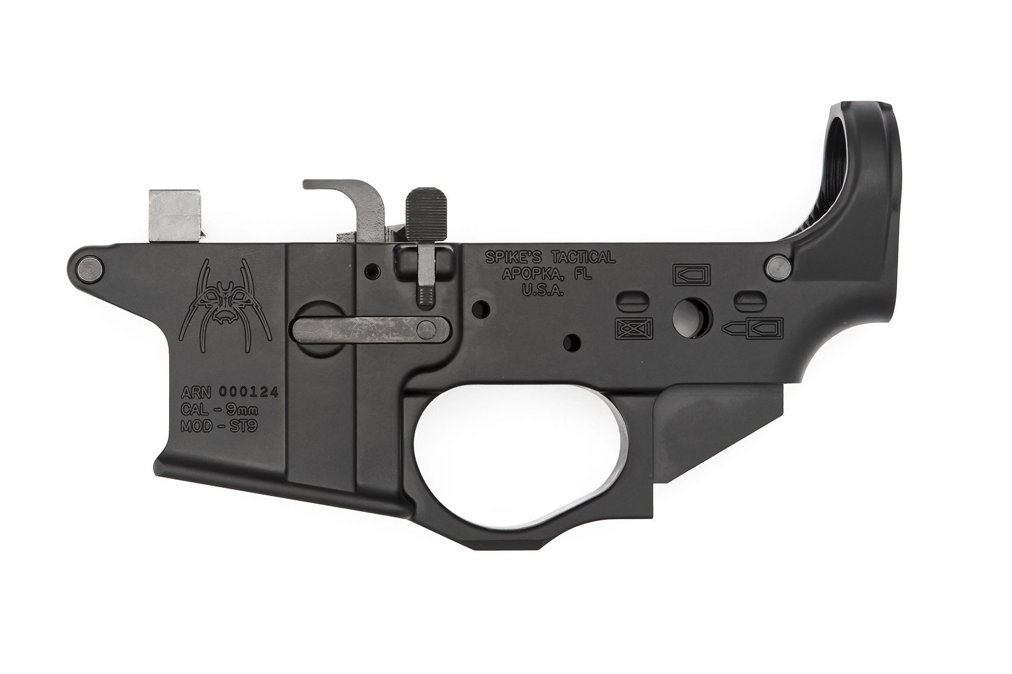 Spike's Tactical  ***BLEM*** Spike's Tactical Lower Receiver Stripped - 9mm Colt Style - w/ Spider Logo