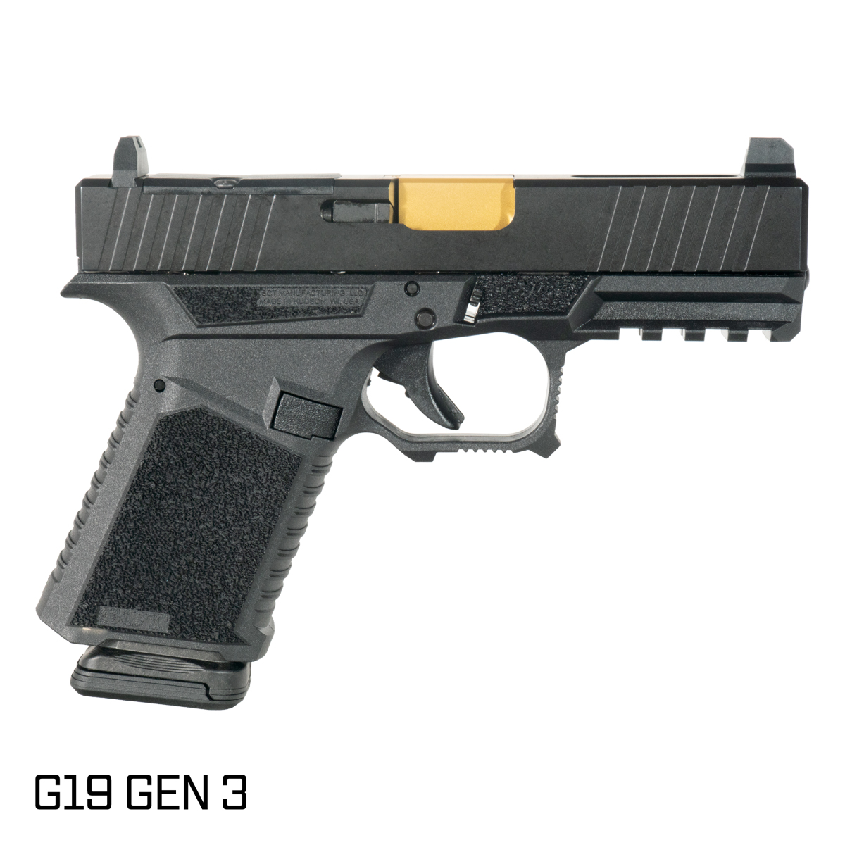 Davidson Defense Paladin Gold Barrel G19 Gen 1-3 Compatible 9MM Black RMR Complete Handgun w/ Suppressor Height Sights