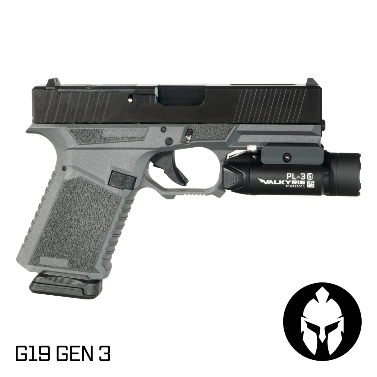 Davidson Defense Paladin Ported Nitride Barrel G19 Gen 1-3 Compatible 9MM Black RMR Gray Frame Complete Handgun, Olight PL-3S Valkyrie Weapon Mounted Light
