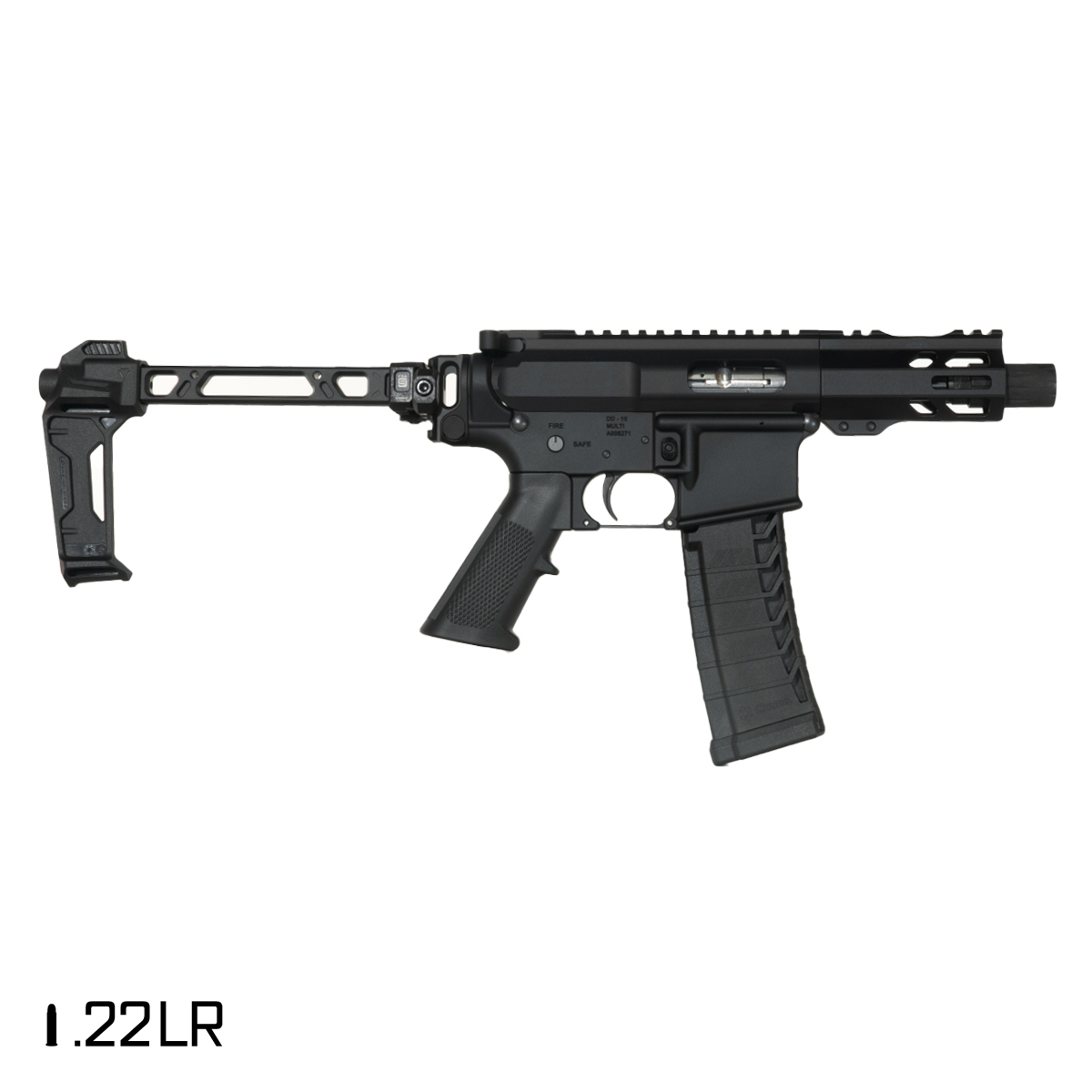Davidson Defense Dub 22 4.5-inch .22 LR AR-15 Pistol, Freefloat M-Lok Handguard Pistol, Strike Industries FSA Single Folder Brace