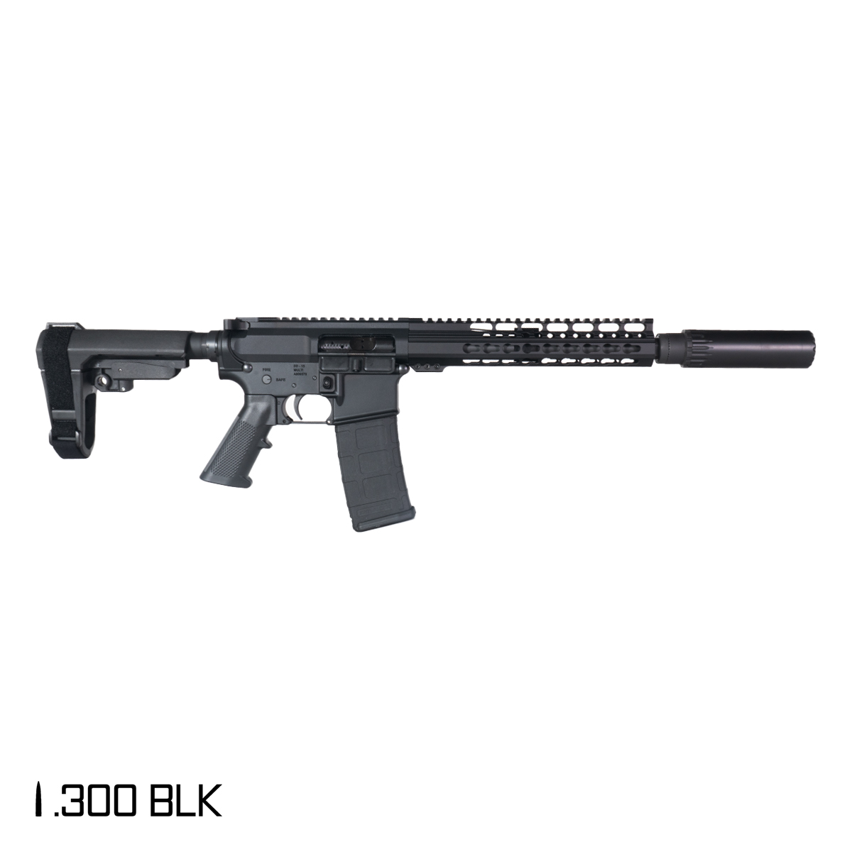 Davidson Defense Mutton Chops 10.5-inch Pistol-Gas 1:8 .300 BLK AR-15 Pistol, Black Freefloat Keymod Handguard, Yankee Hill Resonator K .30 Cal QD Suppressor