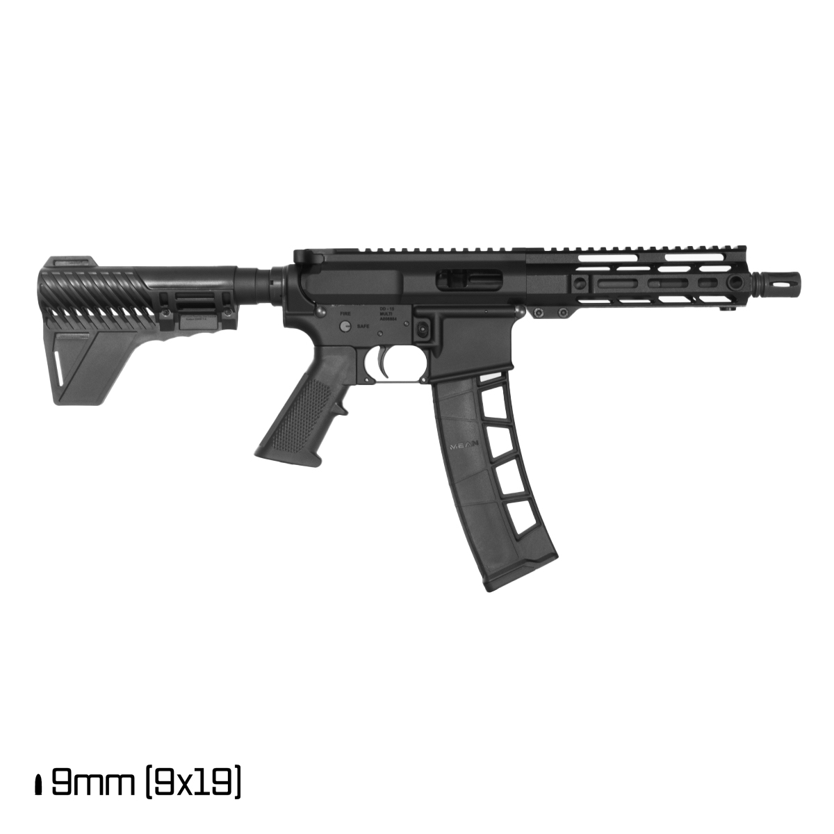 Davidson Defense IX 7.5-inch 1:10 9MM AR-15 Pistol, Blemished Black Freefloat M-Lok Handguard, 40-Round Exomag