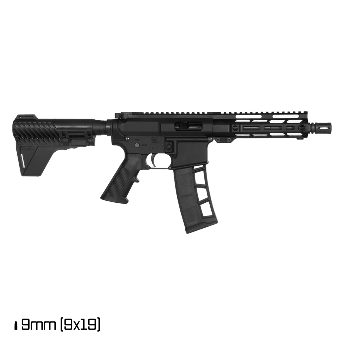 Davidson Defense IX 7.5-inch 1:10 9MM AR-15 Pistol, Black Freefloat M-Lok Handguard, 32-Round Exomag