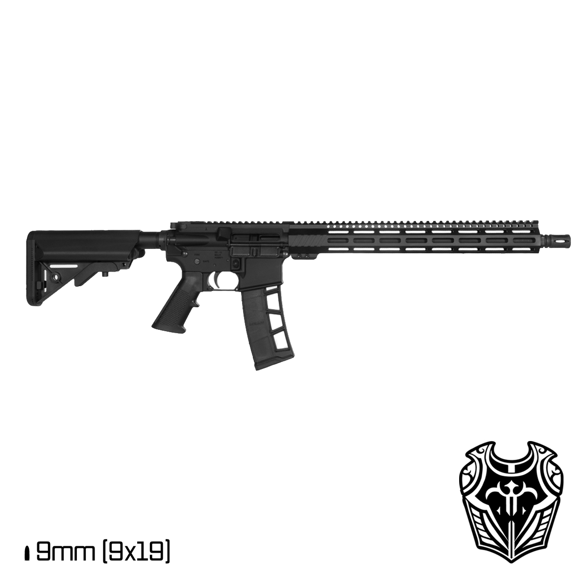 Davidson Defense Aegis 16-inch 1:10 9MM AR-15 Rifle, Black Freefloat M-Lok Handguard