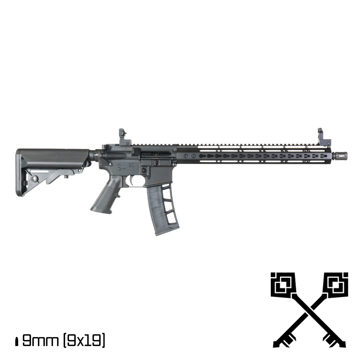 Davidson Defense Warden Duty 16-inch 1:10 9MM AR-15 Freefloat Keymod Handguard Rifle, 32-Round ExoMag