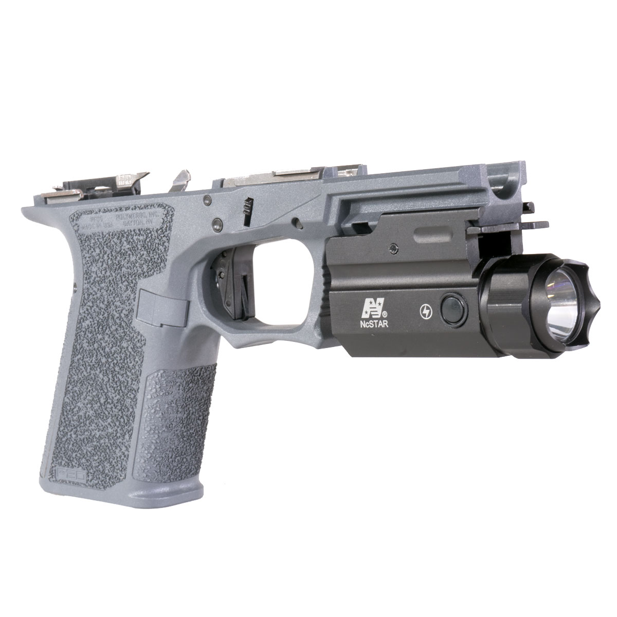 Frame Bundle: Polymer80 - PFC9 Serialized Compact Complete Pistol Frame + NcSTAR Quick-Release Pistol Flashlight