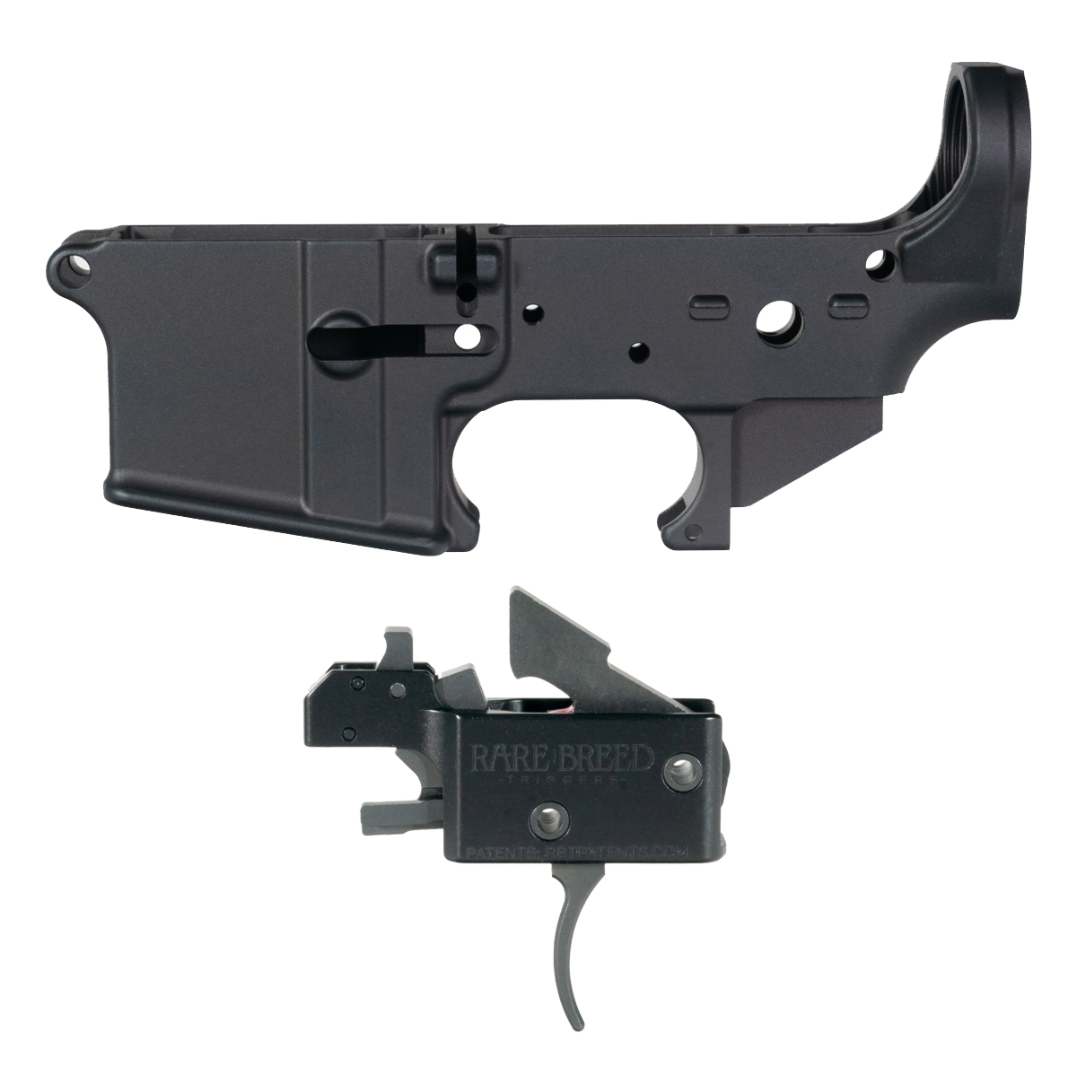  AR-15 Lower Bundle, Davidson Defense NO LOGO Black Stripped Lower & Rare Breed FRT-15L3 Trigger