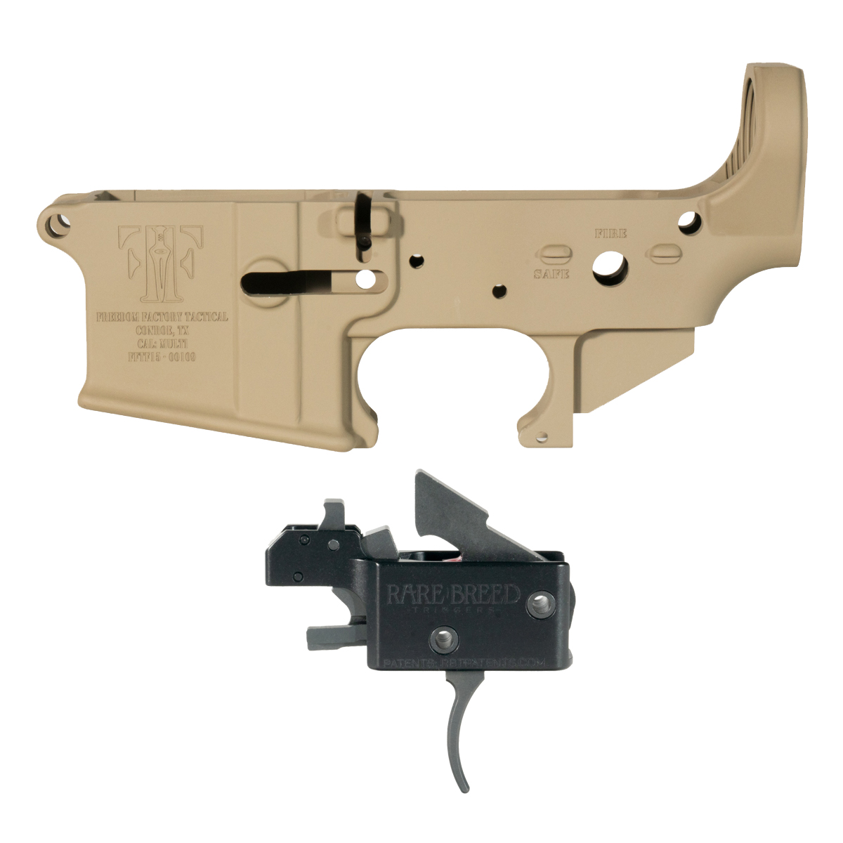  AR-15 Lower Bundle, FFT FDE Stripped Lower & Rare Breed FRT-15L3 Trigger