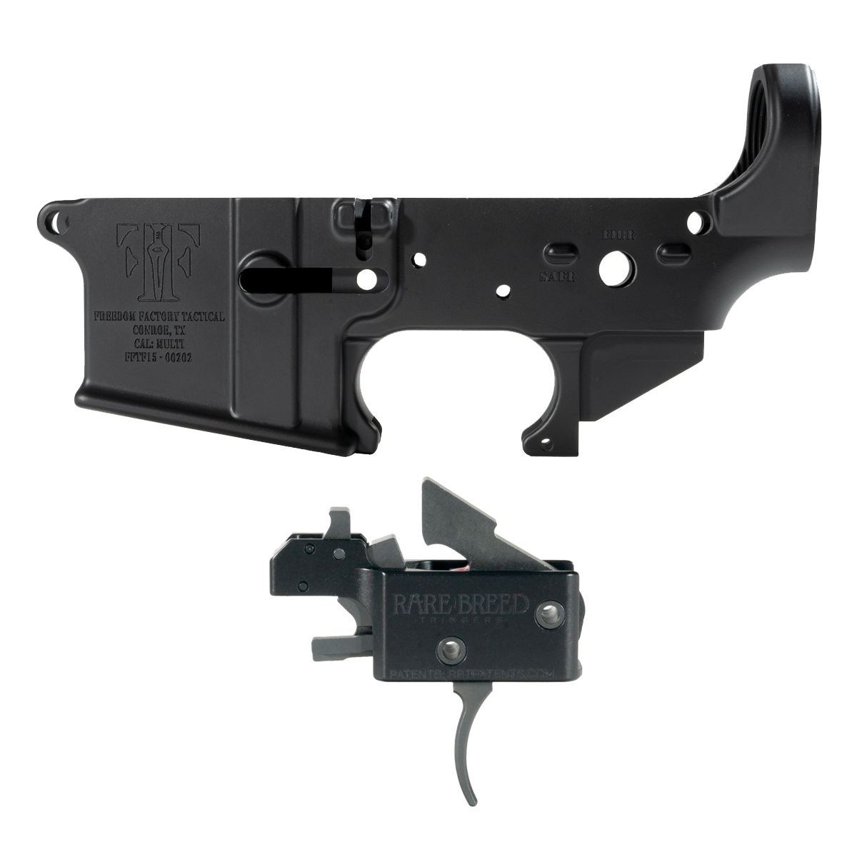  AR-15 Lower Bundle, FFT Black Stripped Lower & Rare Breed FRT-15L3 Trigger