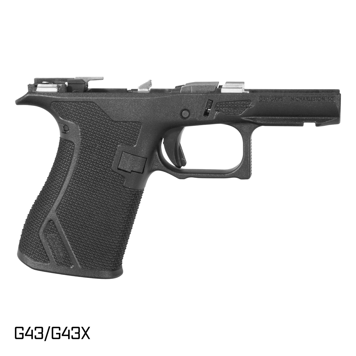 Grit Grips Slim Pistol Frame For G43X Pistols, Assembled, Frame Parts Included, Black