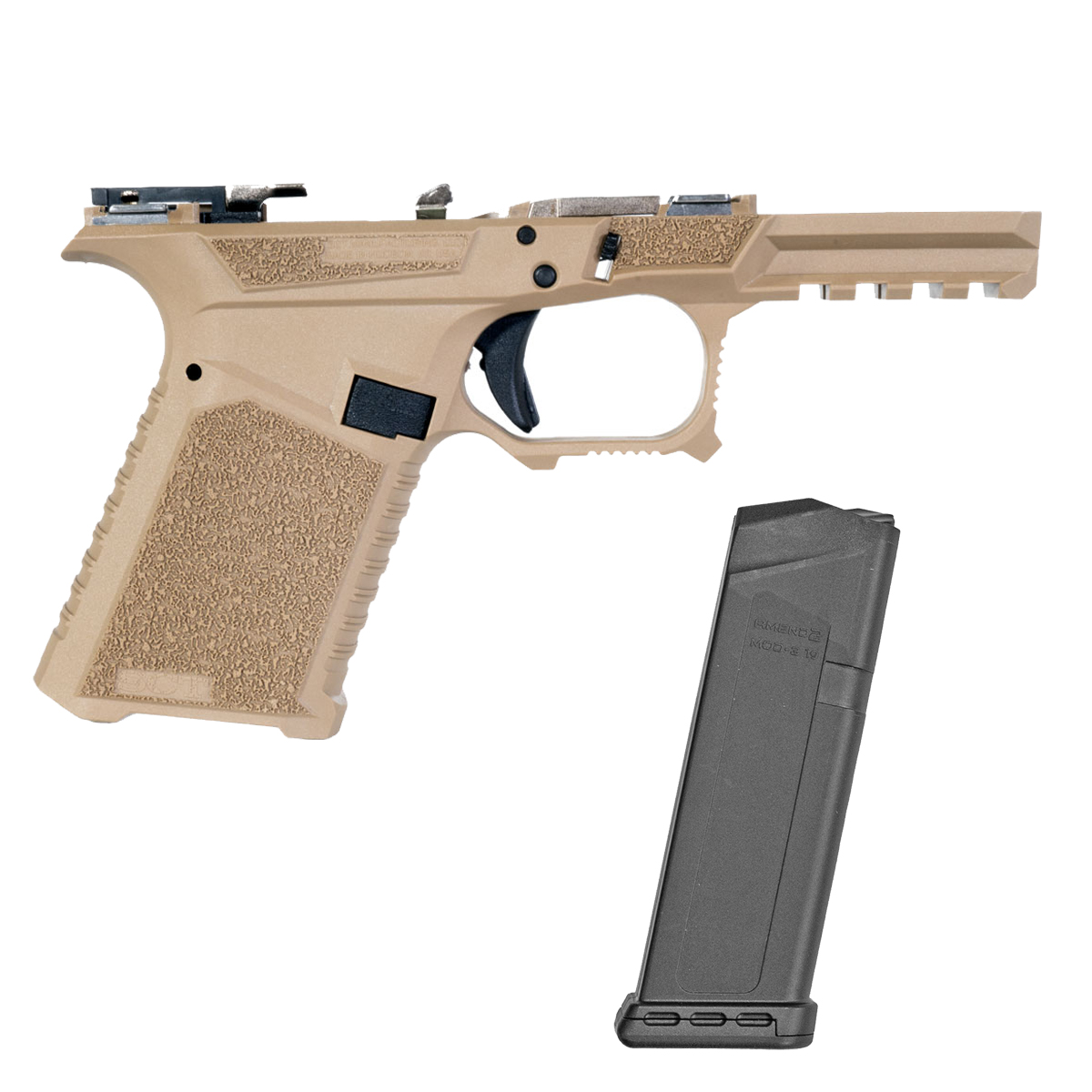 SCT Manufacturing G19 Gen 3 FDE Complete Frame Assembly with an Amend2 Mod-3 15-Round Magazine