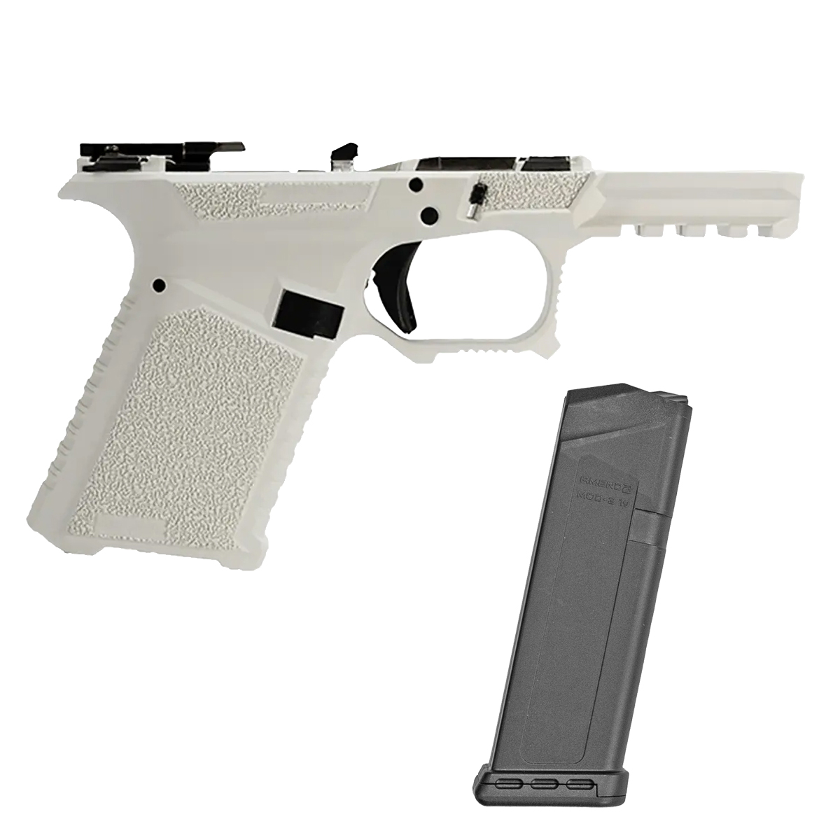 SCT Manufacturing G19 Gen 3 White Complete Frame Assembly with an Amend2 Mod-3 15-Round Magazine