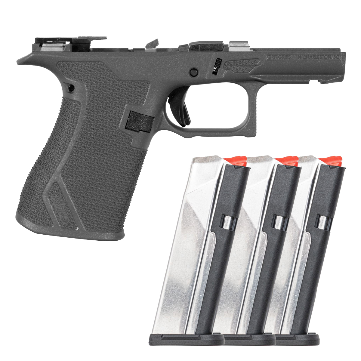 Grit Grips G43X/G48 Assembled Serialized Frame Bundle, Gray, 18° Grip, Lower Parts Kit, Locking Block & 3 PSA Dagger Micro 15-Round Magazines