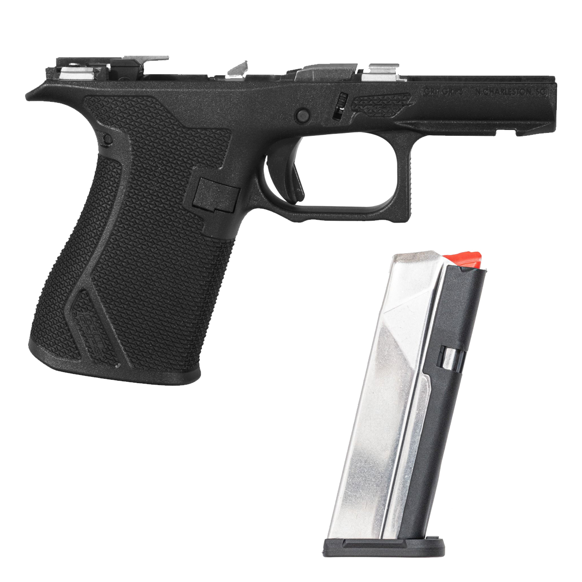 Grit Grips G43X/G48 Assembled Serialized Frame Bundle, Black, 18° Grip, 5 lb. Connector, Enhanced Slide Stop, Locking Block, G43X/G48 Mag Catch & PSA Dagger Micro 15-Round Magazine