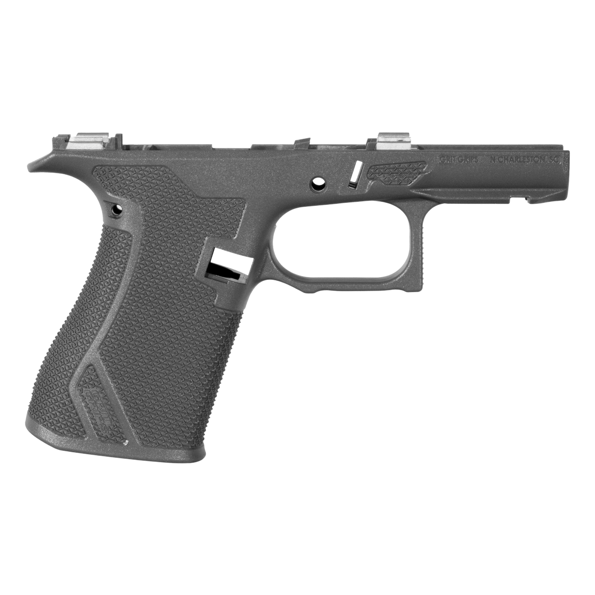 Grit Grips G43X/G48 Compatible Stripped Serialized Pistol Frame, Gray, 18° Grip Angle, No Mag Catch