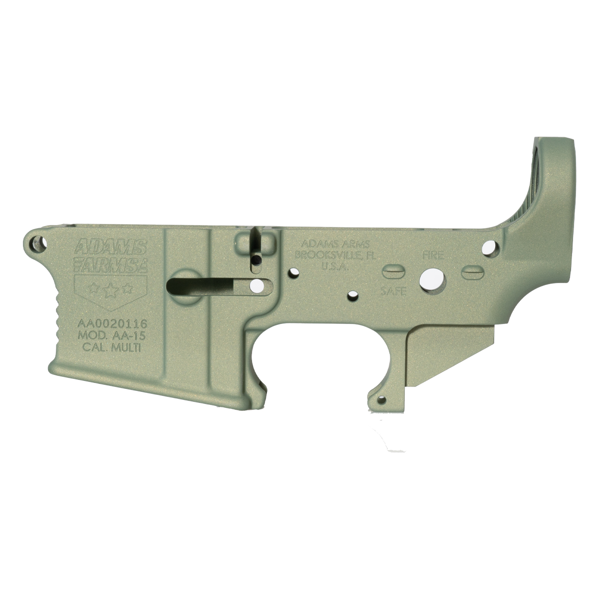 Adams Arms Logo Crocodile Green Cerakote Stripped Lower Receiver