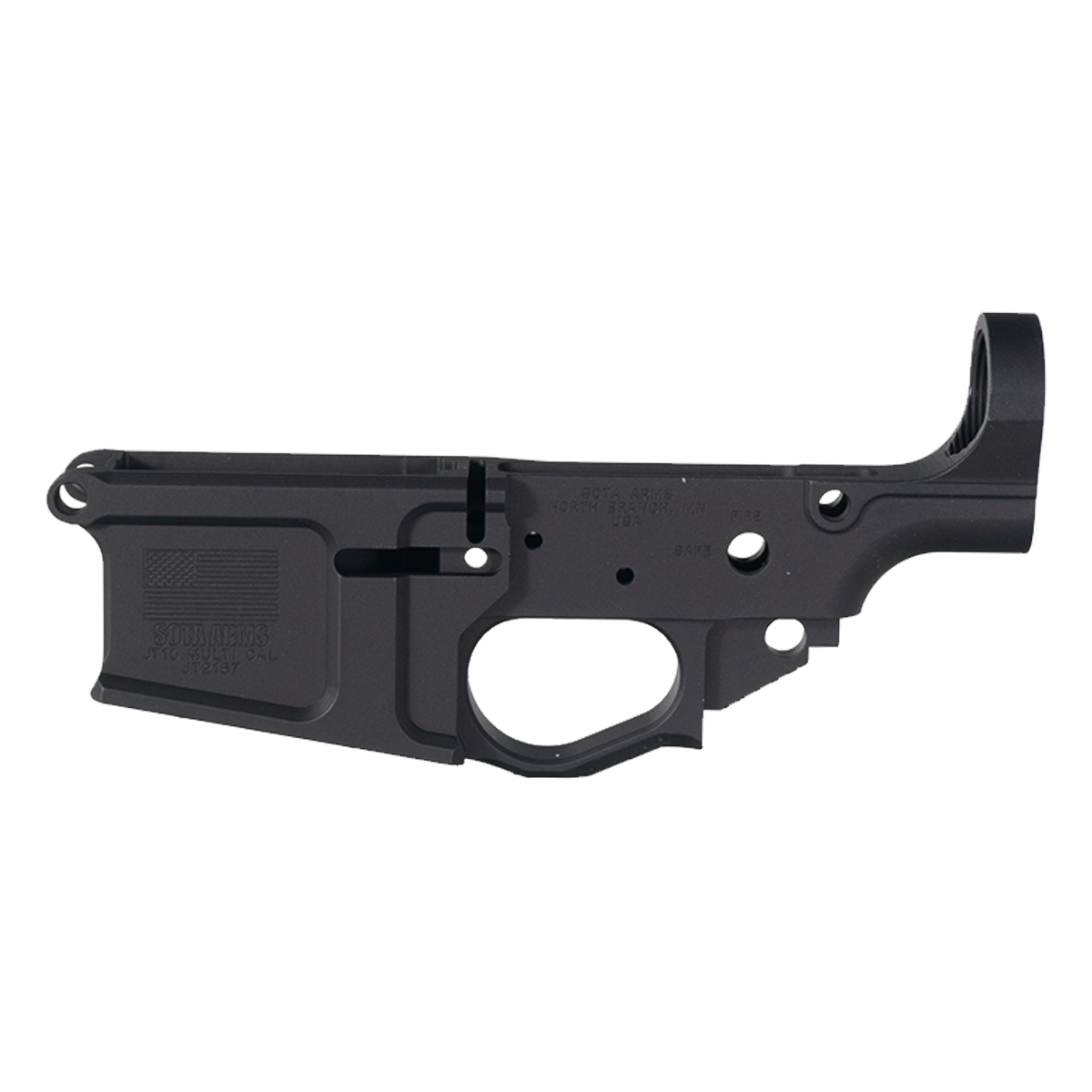 Sota Arms AR10/LR308 Lower Receiver, DPMS, Patriot Design, Black Anodized, Stripped