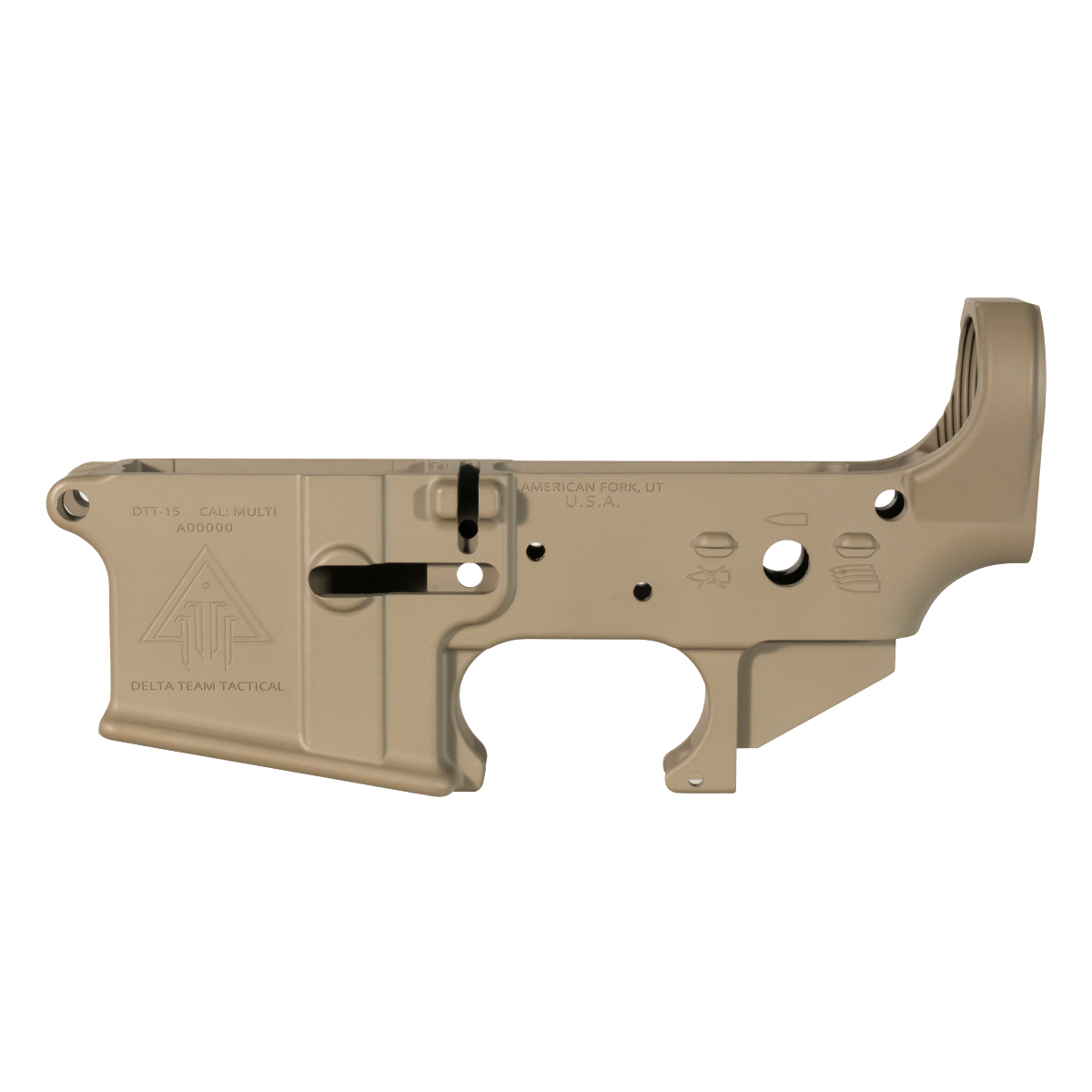  Delta Team Tactical AR-15 Stripped Lower Receiver, Low Shelf, M16 Cut, FDE Cerakote