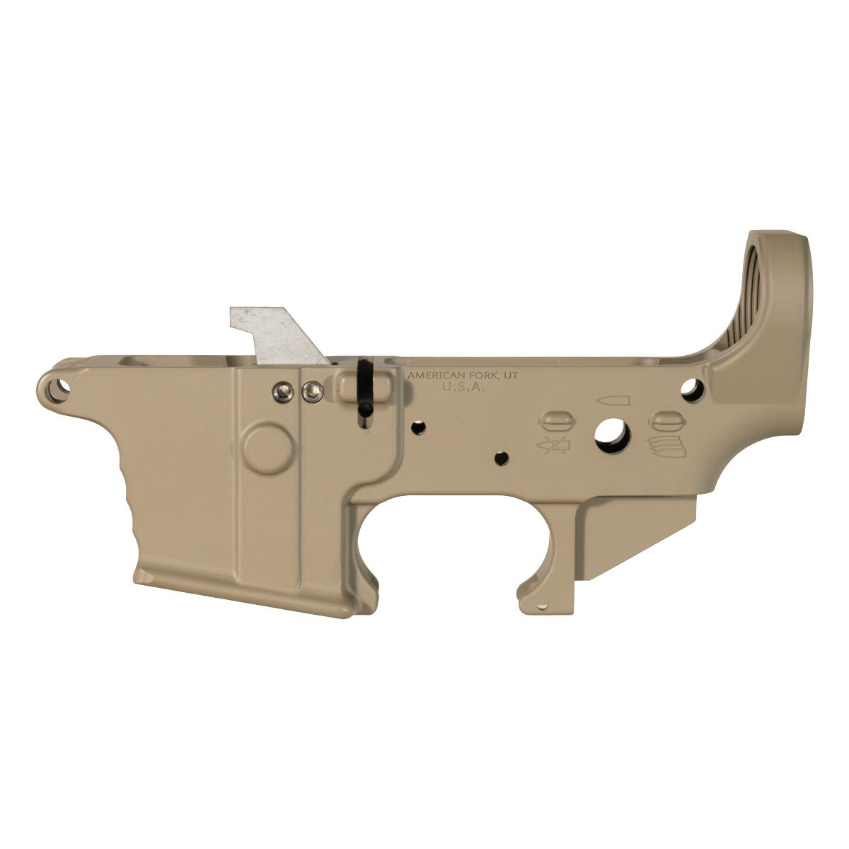  NO LOGO AR-9 Stripped Lower Receiver, Low Shelf, M16 Cut, FDE Cerakote