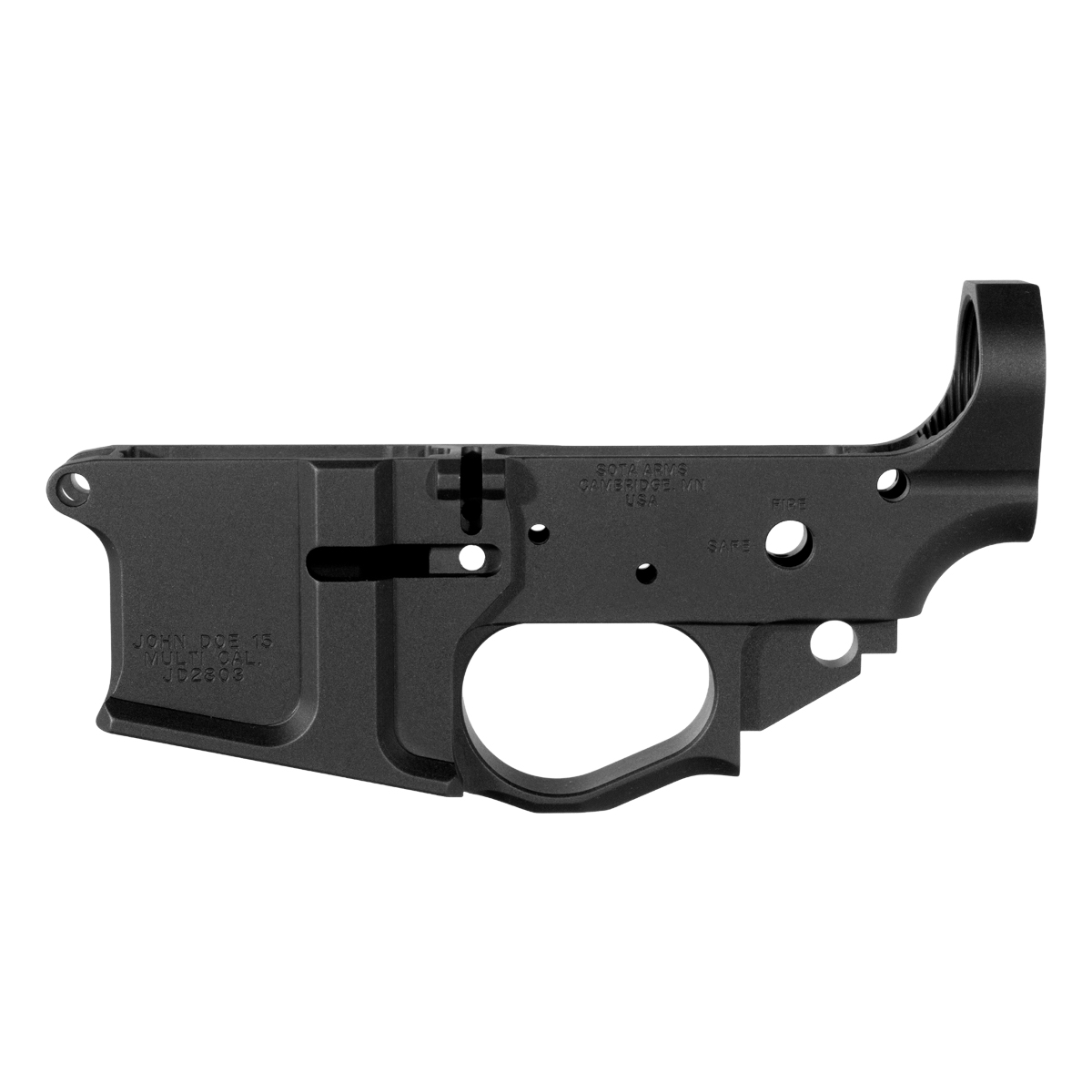 Sota Arms John Doe 15 Billet AR-15 Stripped Lower Receiver, Type III Hardcoat Anodized Black