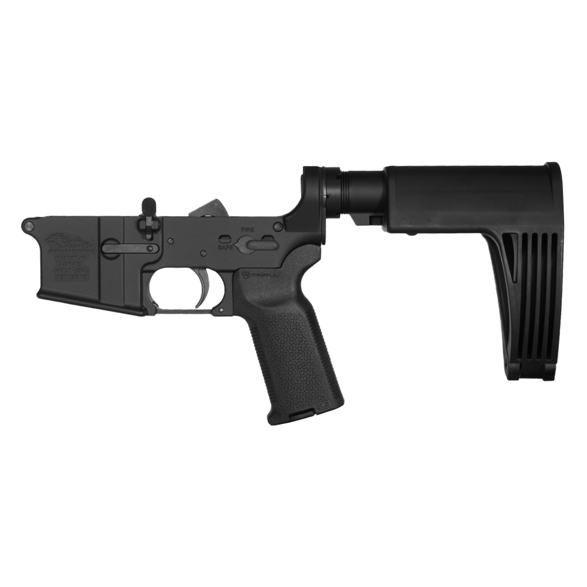 DTT AR-15 Pistol Lower Build Kit, KAK Mini Buffer 2.5 oz, Black GHW Tailhook MOD2C Brace, Magpul Black MOE K2 Grip